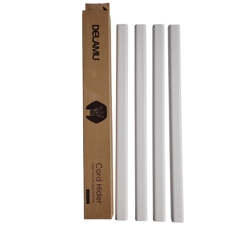 Delamu Cord Hider‎ White Cable Raceway Concealer Kit 4 Channels CC07-2412 New